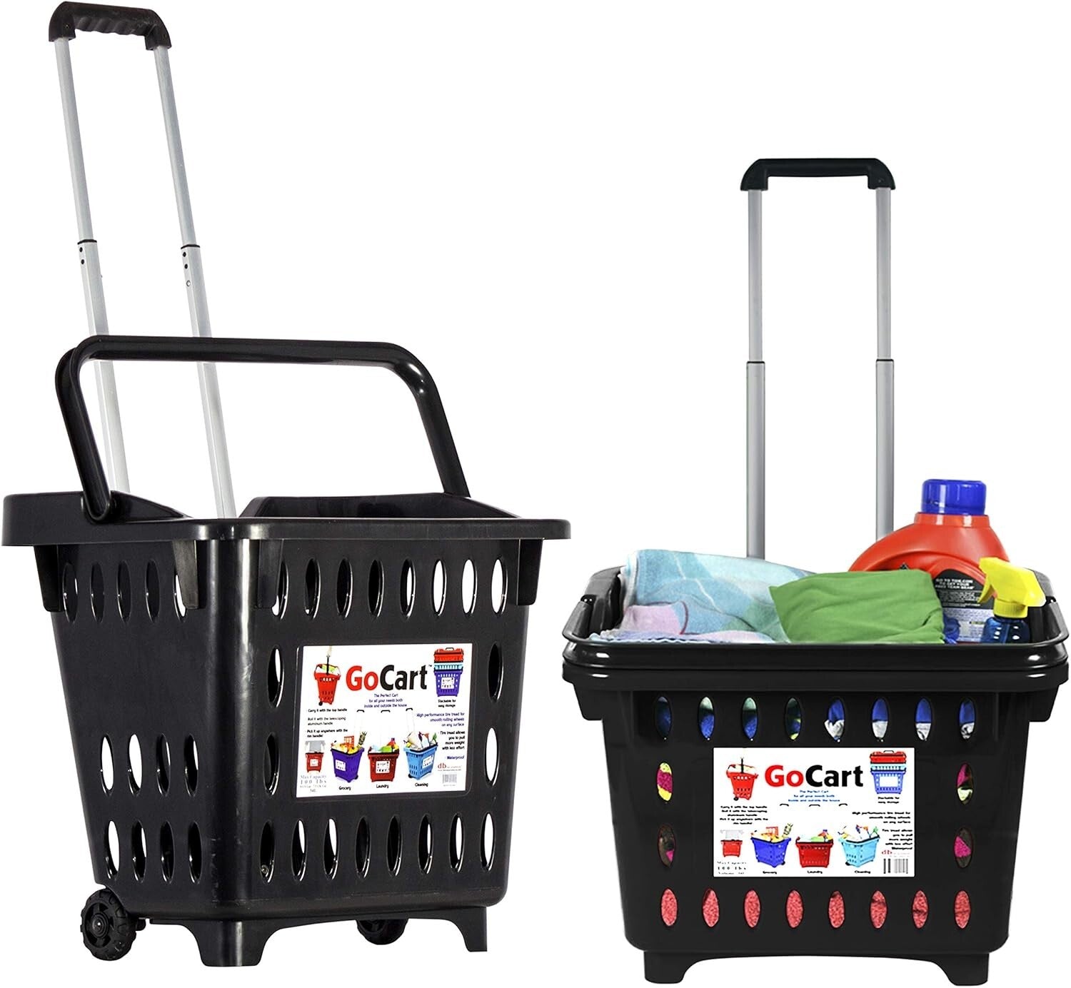 GoCart Utility Rolling Basket: 100 Pounds Capacity for Effortless Transport