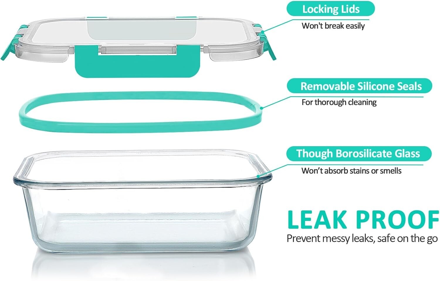 Durable 24-Piece Glass Storage Containers with Smart Lock Lids - Leak Resistant