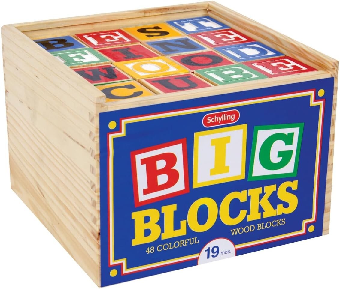 48-Piece Wooden ABC Blocks Set in Beautiful Storage Box - Heirloom Quality