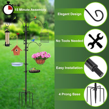 Load image into Gallery viewer, Sturdy Metal Bird Feeder Pole with Water Dish - Adjustable &amp; Decorative Black