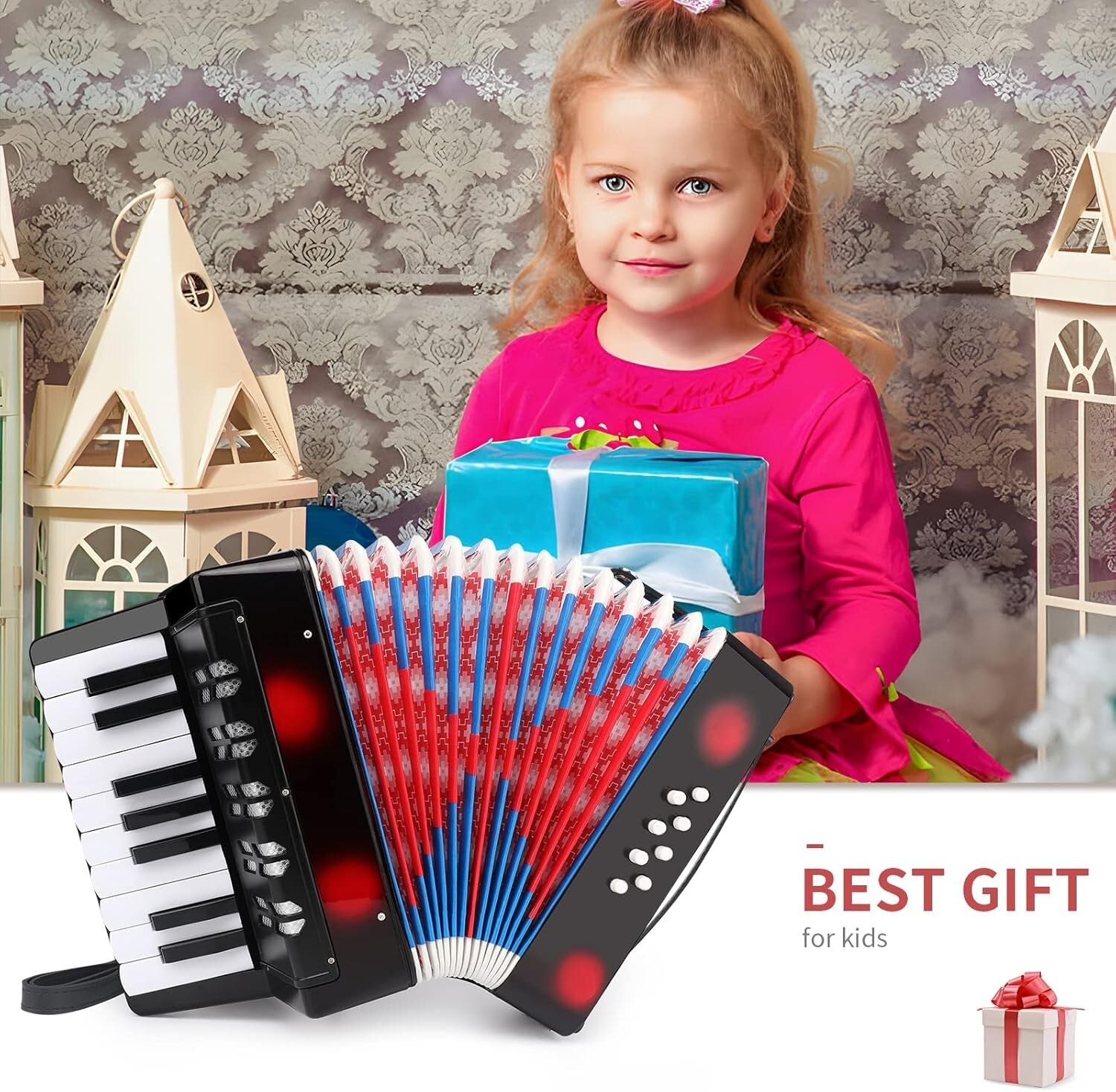 Durable & Safe Children's Accordion with 10 Keys - Early Music Development Tool