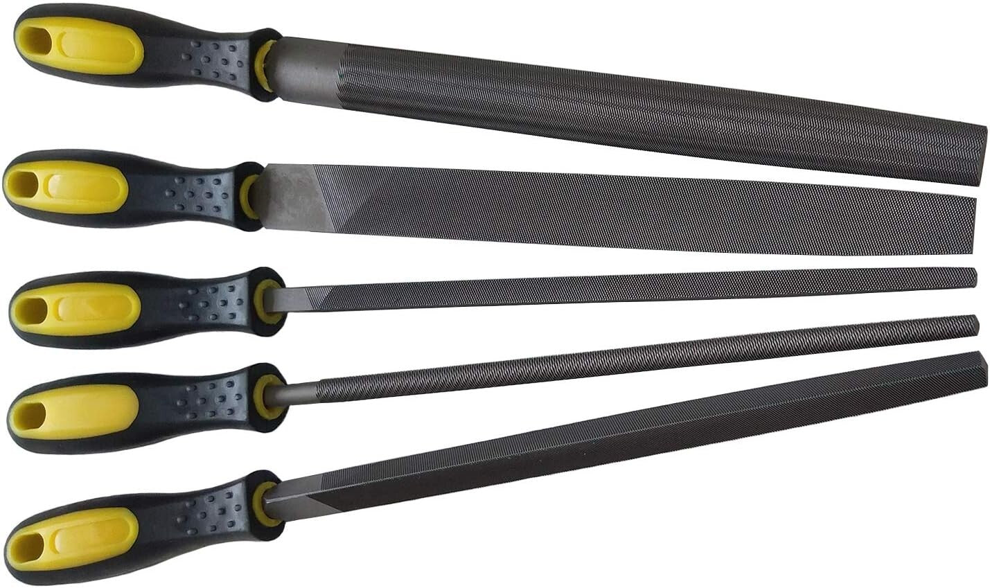 Ergonomic 10-Inch Metal File Set with Lifetime Warranty - 5-Piece Collection