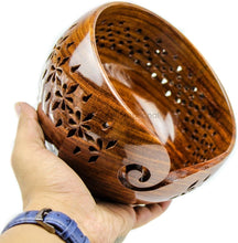 Load image into Gallery viewer, Large Round Yarn Storage Bowl in Solid Rosewood – Ideal for Knitting &amp; Crochet