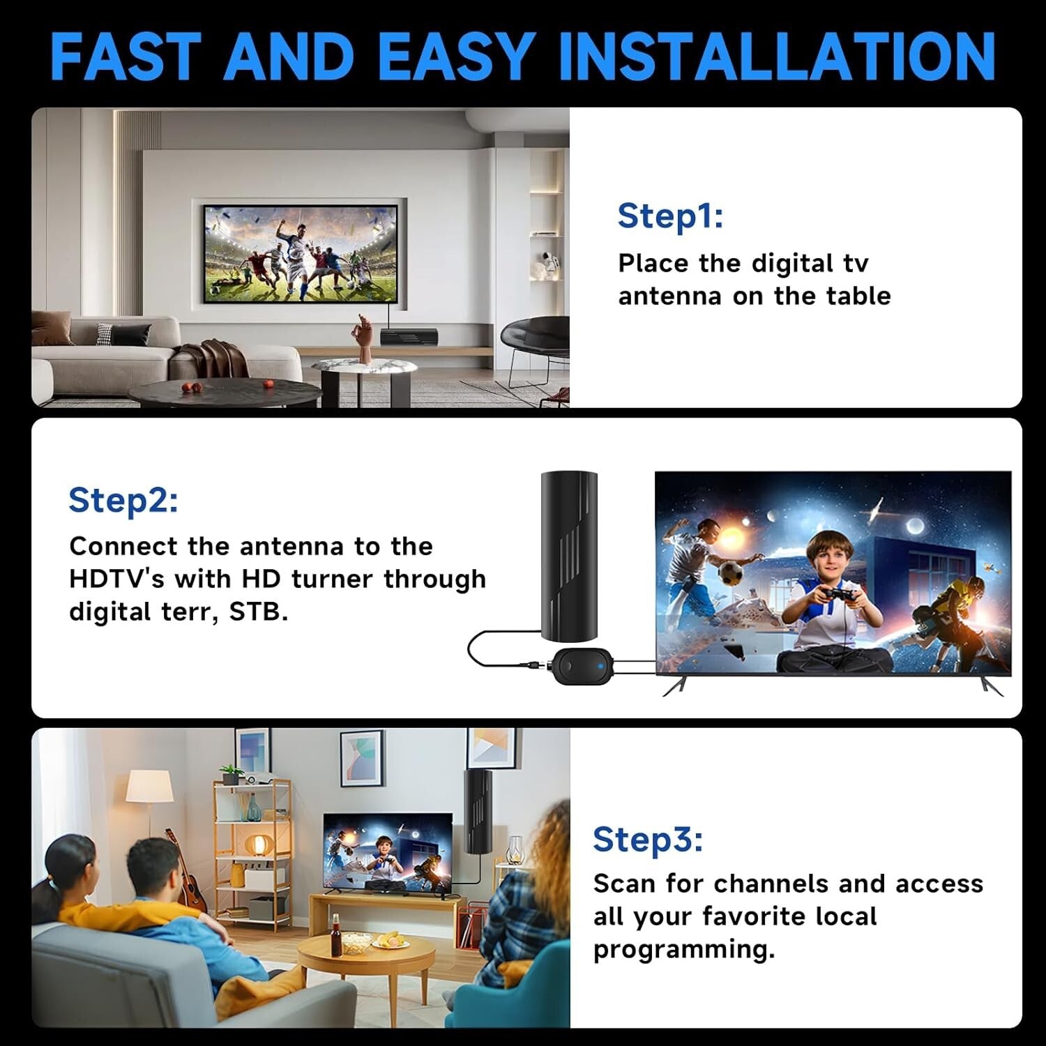 2025 Strongest Digital TV Antenna - Access 1500 Free Local Channels Easily