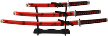 Load image into Gallery viewer, Stunning 3-Piece Samurai Sword Set: Katana, Wakizashi &amp; Tanto in Red Marble