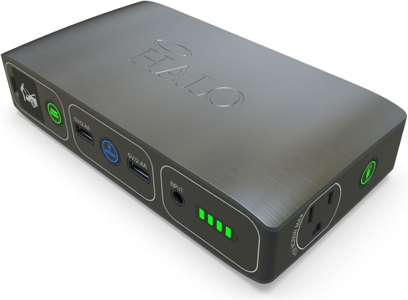 Compact Bolt Car Jump Starter with Emergency Floodlight & USB Charger - Gray