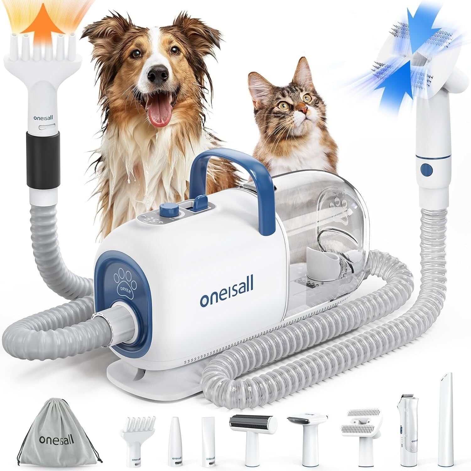 Professional Pet Grooming Kit: 8-in-1 Vacuum, Dryer & Clippers for All Dog Sizes