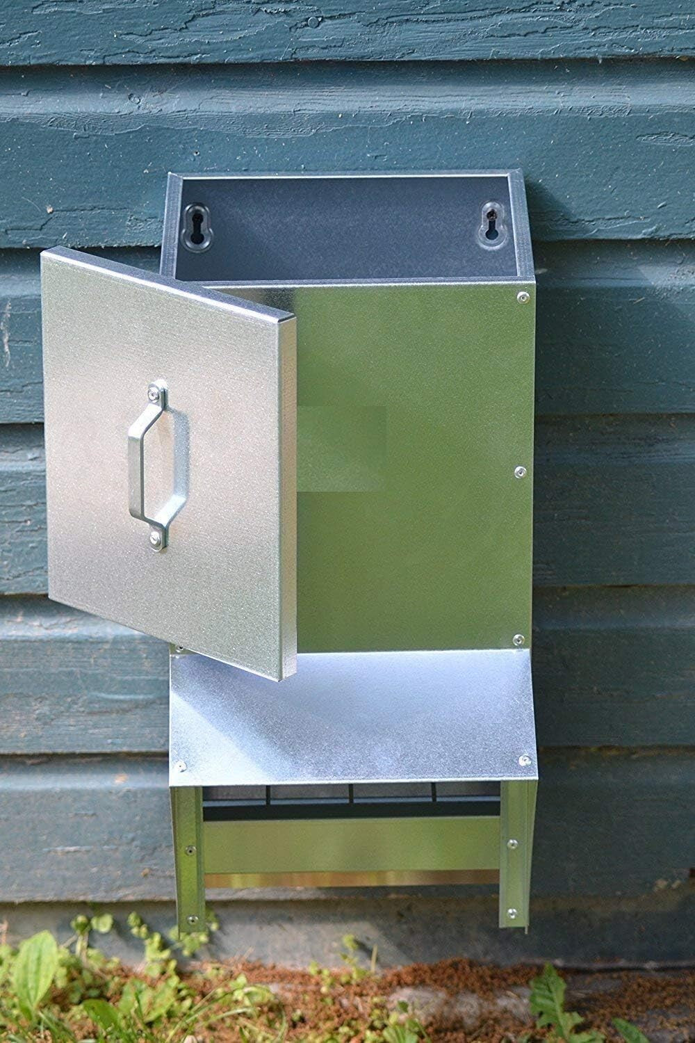 50LB Waterproof Wall-Mounted Metallic Trough Poultry Feeder - No Waste Design