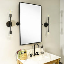 Load image into Gallery viewer, Beveled Rectangular Black Metal Framed Bathroom Mirror - 30x20" Tilting Design