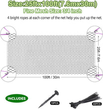 Load image into Gallery viewer, Nylon Garden Netting 25' x 100' - Weather Resistant &amp; Multi-Functional Barrier