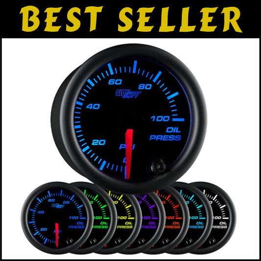 Illuminated 100 PSI Oil Pressure Gauge with 7 Color Options - Easy Installation