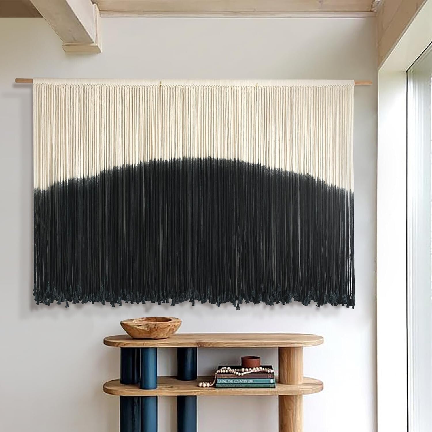 Large Bohemian Tie-Dye Macrame Wall Hanging, 57''W*35''L - Eco-Friendly Art