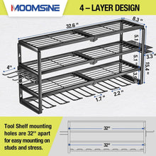 Load image into Gallery viewer, 32-Inch Heavy-Duty Power Tool Organizer with 4 Layers for Efficient Garage Use