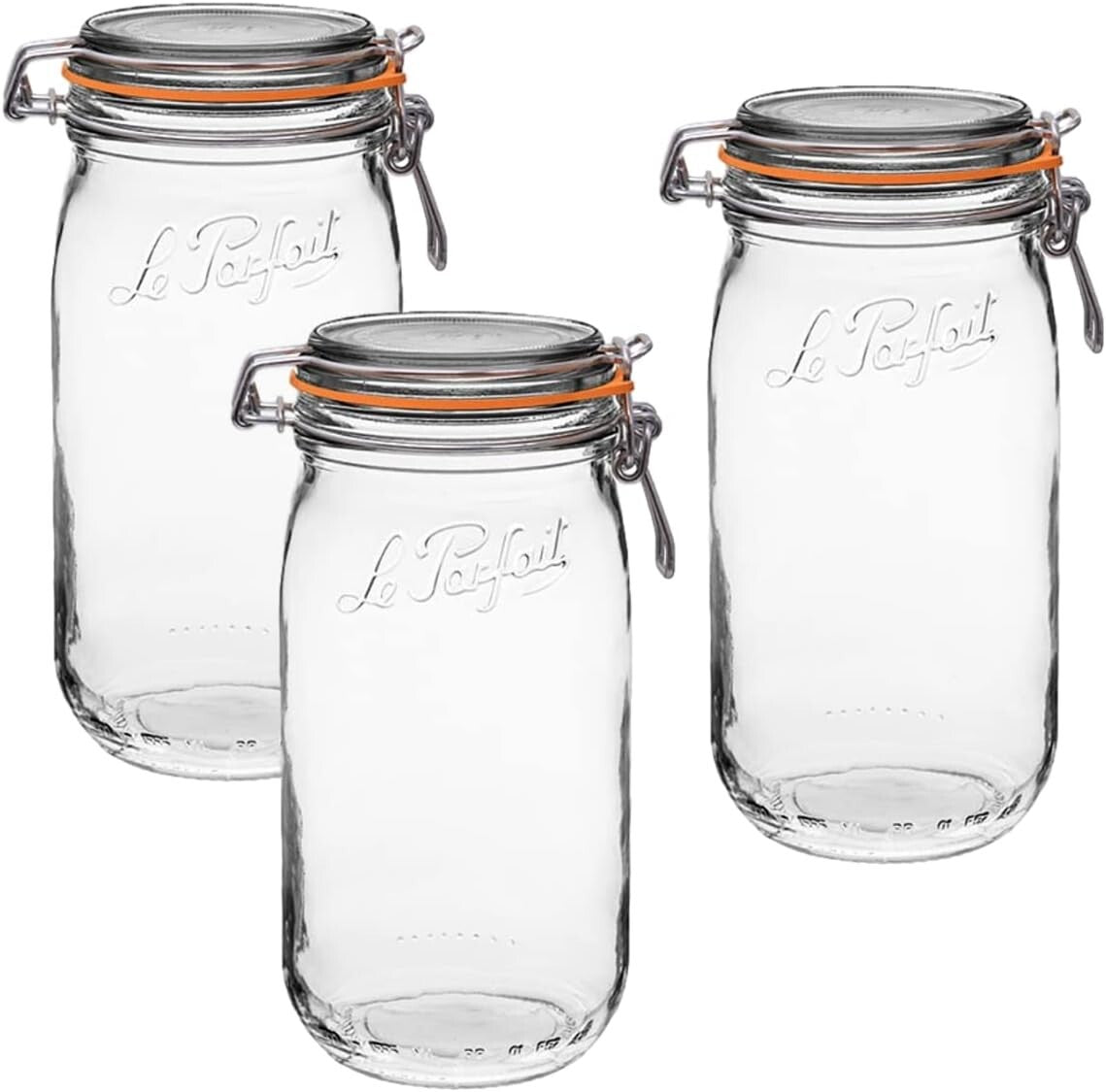 1.5L French Glass Canning Jars with Airtight Lids - Stackable & Dishwasher Safe