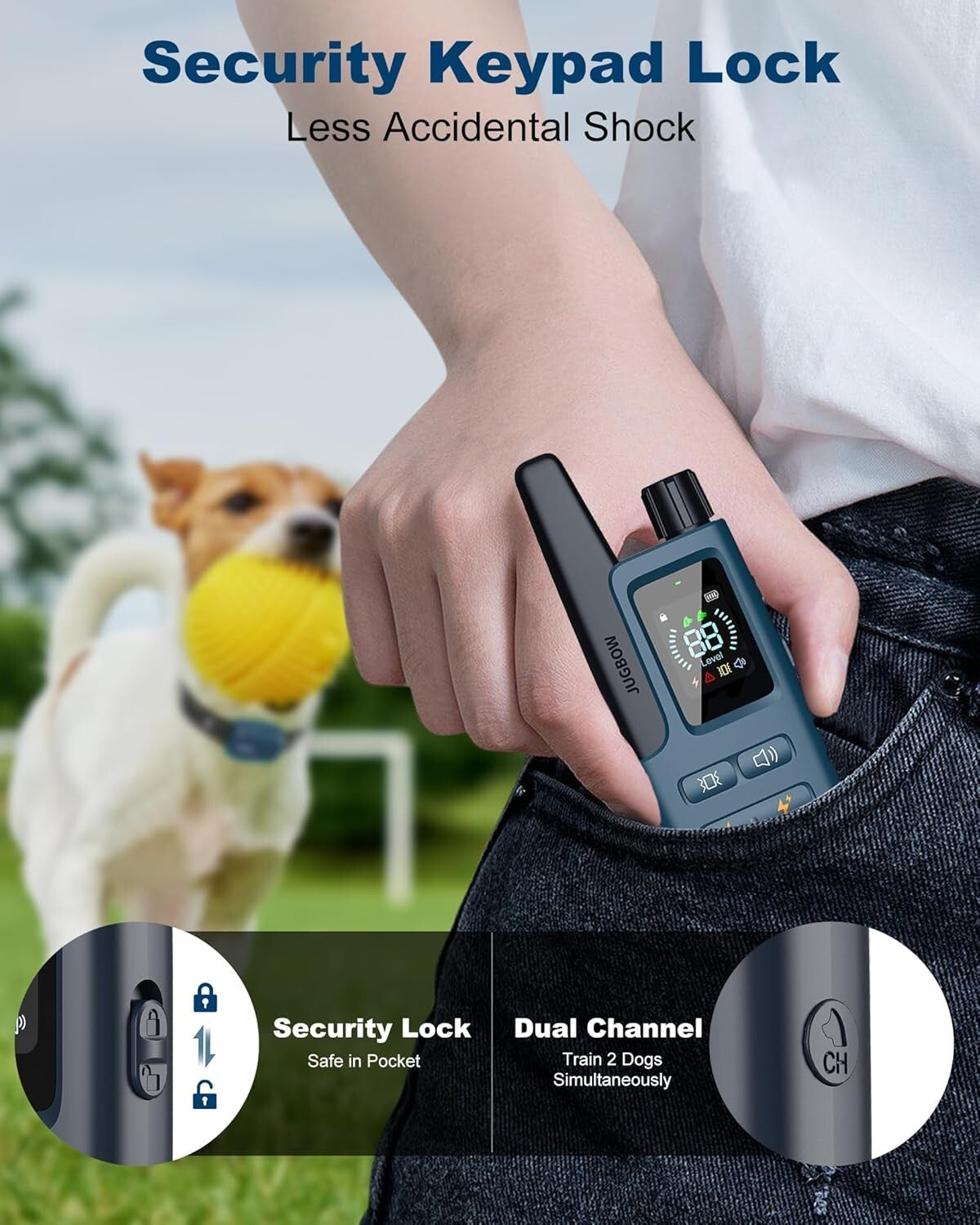 Rechargeable Dog Shock Collar with Remote - Fits All Breeds, Waterproof Design