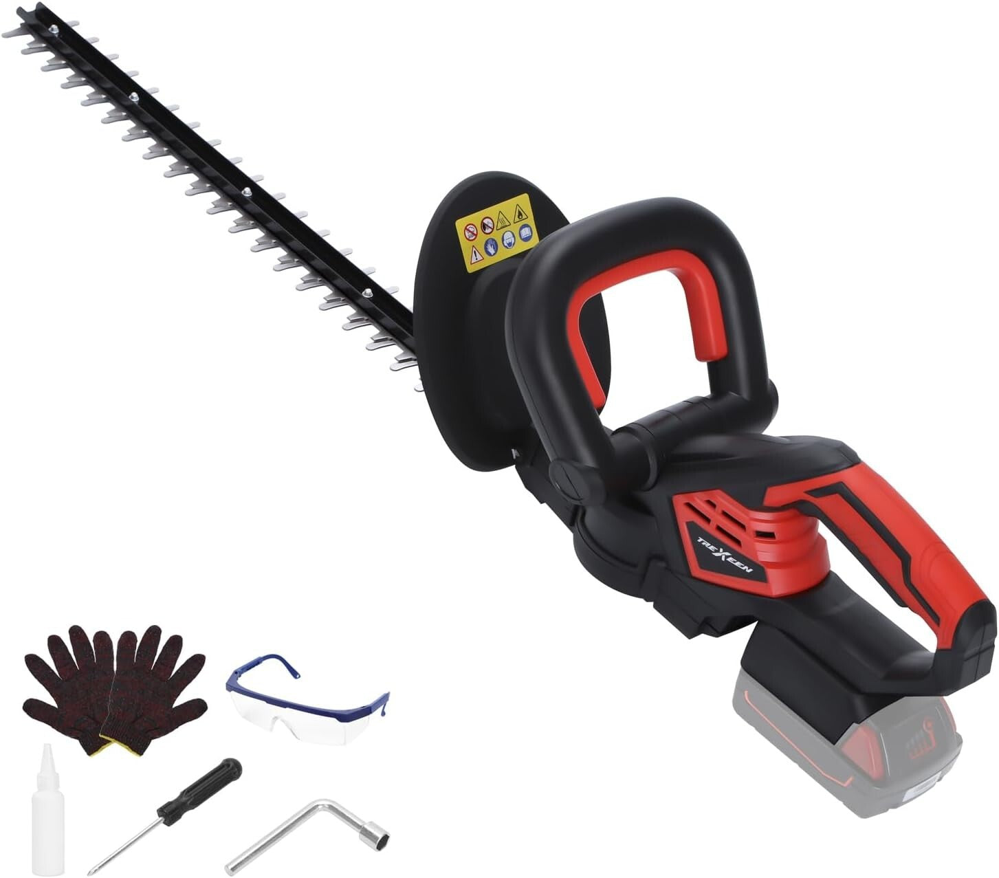 Efficient Battery-Powered Hedge Trimmer with Safety Lock & 3/5 Cutting Capacity