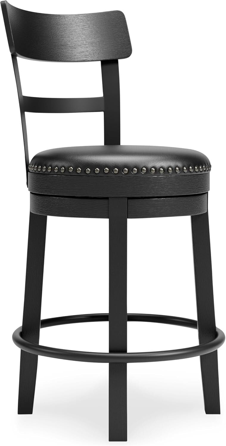 Rustic-Inspired 360° Swivel Barstool - 43.25" Height with Nailhead Trim
