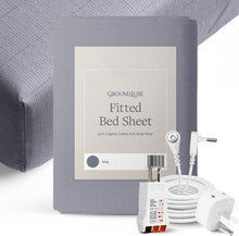 Load image into Gallery viewer, California King Organic Fitted Grounding Sheet with Silver Fiber - Gray 400TC