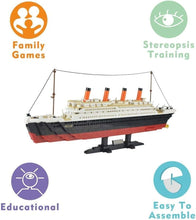 Load image into Gallery viewer, 1021-Piece Titanic Block Model Kit with Detailed Instructions - Gift-Ready!