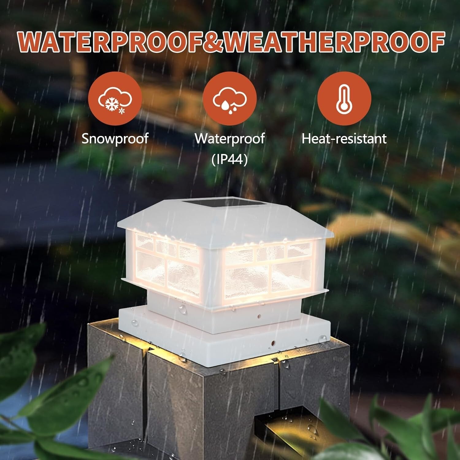 Durable Waterproof Solar Post Lights - 8 Pack with Warm & White Light Options