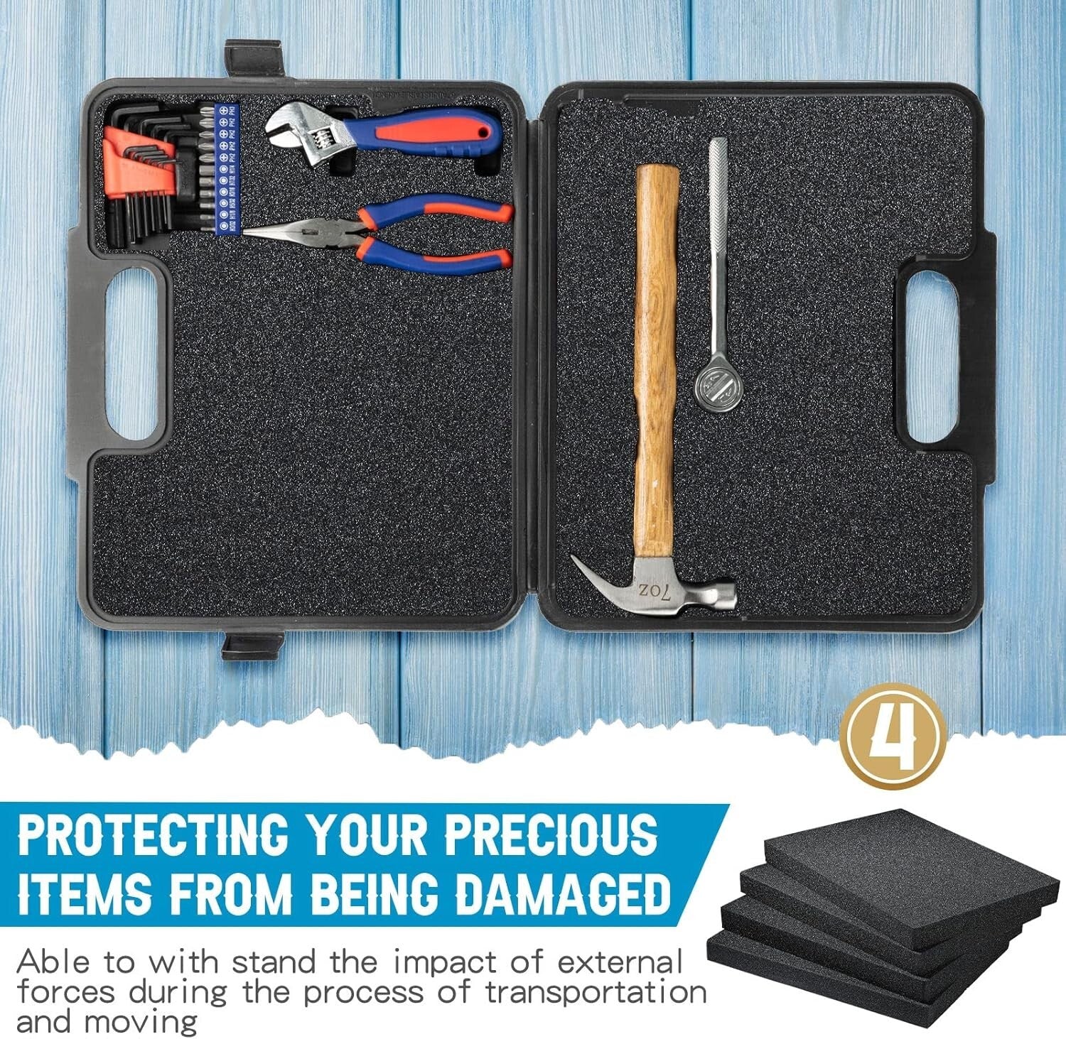Versatile 4-Piece Polyurethane Foam Insert Set for Camera and Toolbox Protection
