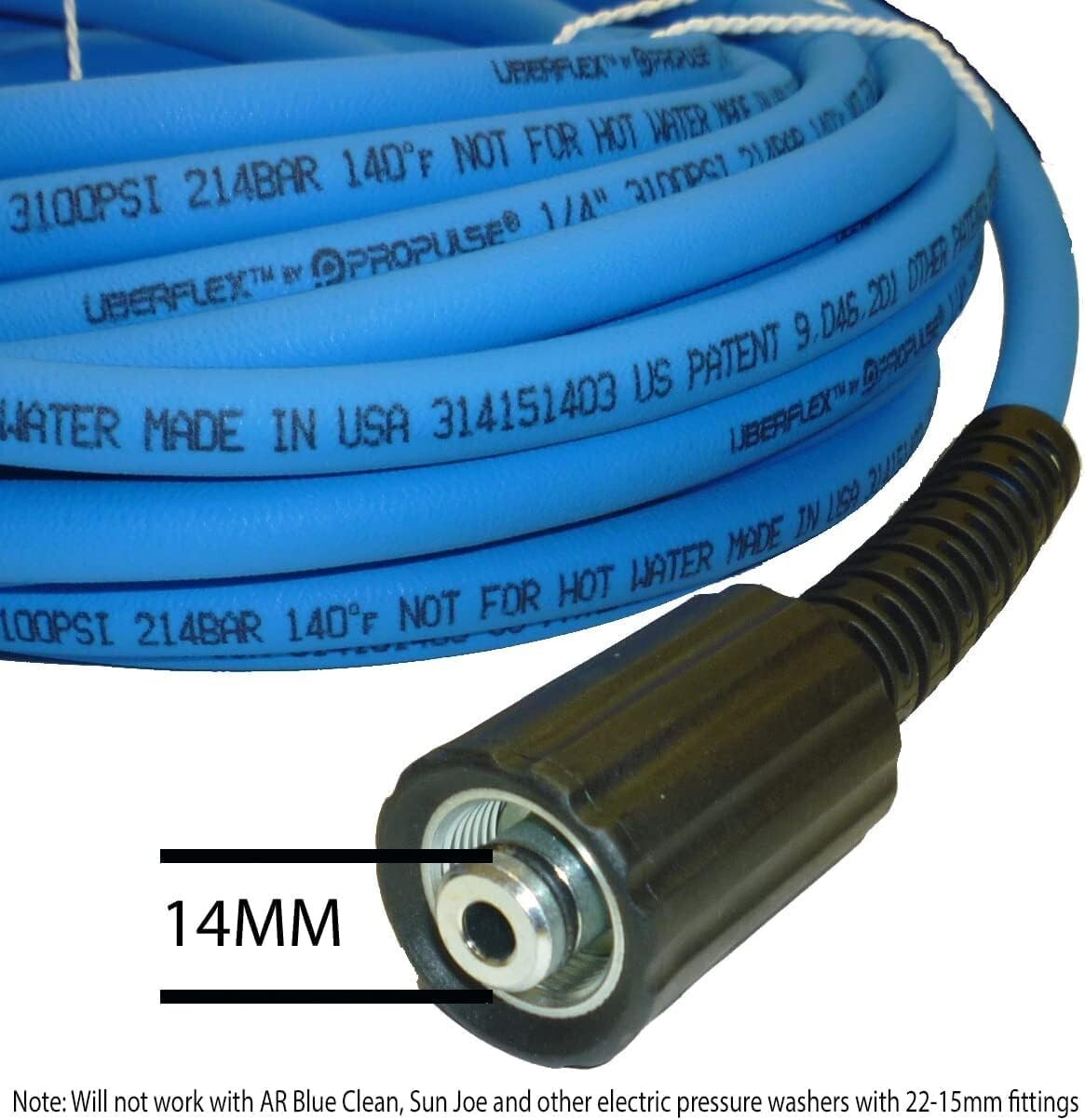 Lightweight UBERFLEX 3,100 PSI Pressure Washer Hose - Kink-Resistant 50' Length