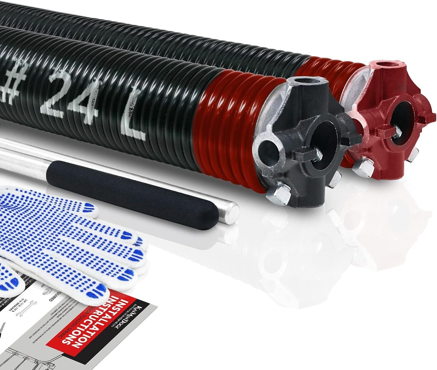 Complete Garage Door Spring Replacement Set - Non-Slip Winding Bars Included