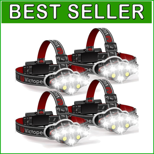 8 LED Rechargeable Headlamp Pack - Ultra Bright Waterproof Light for Outdoors
