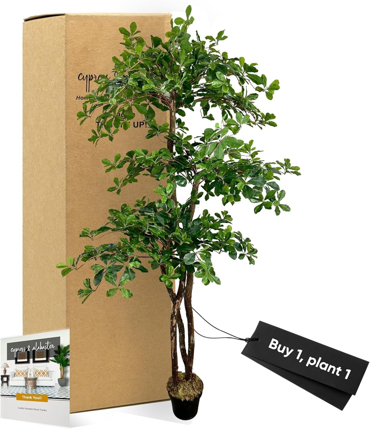 Ethically Sourced Real Wood 3-Tier Olive Tree - 6.5ft Hypoallergenic Decor