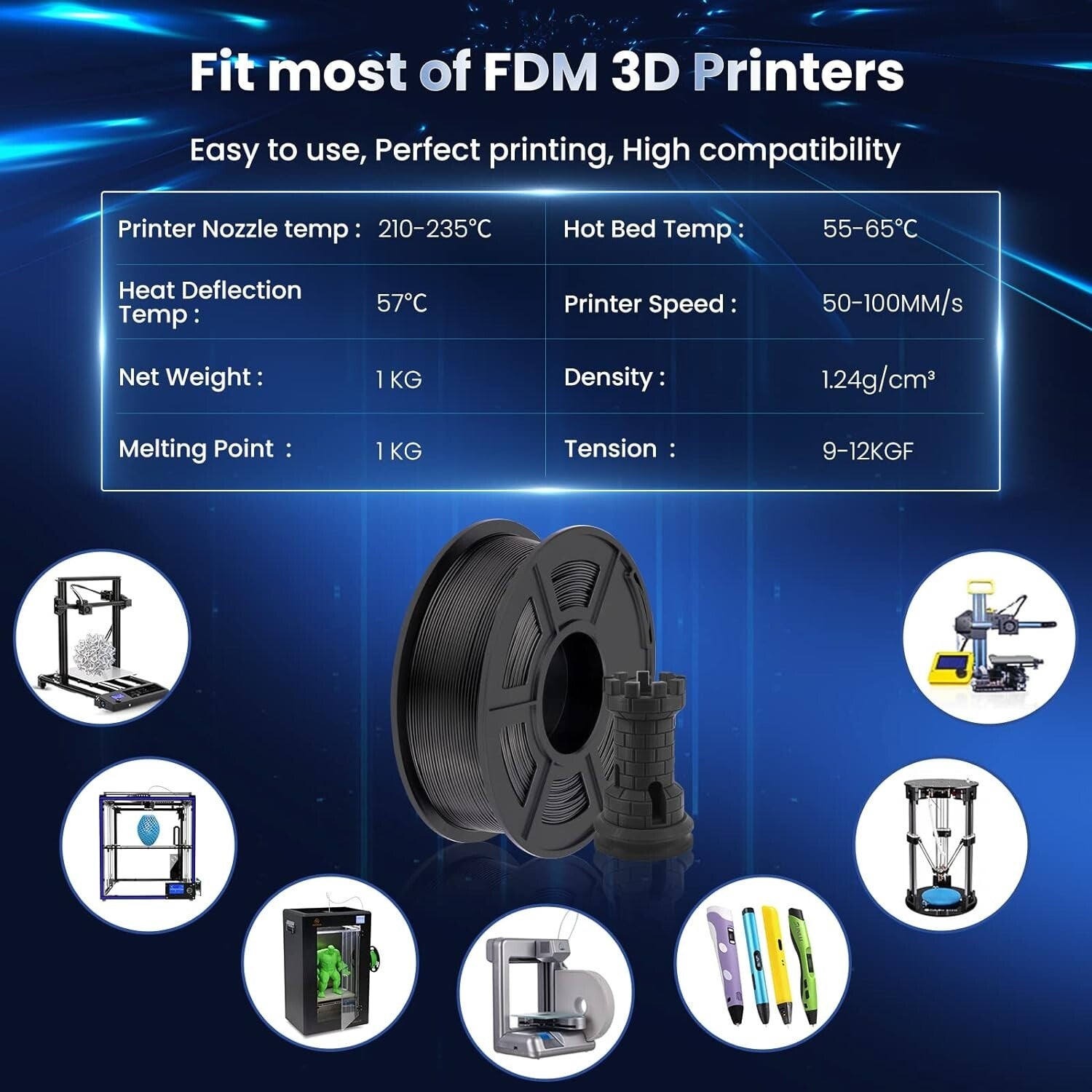 High-Quality Neatly Wound 3D Printer Filament - 10 x 1kg Rolls for FDM Printers
