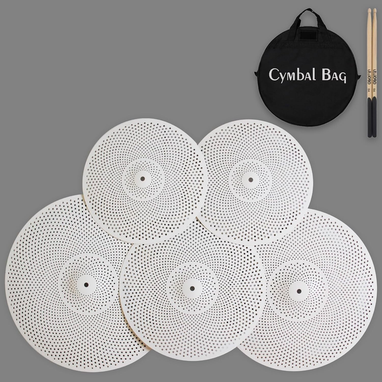 Professional 5-Piece Cymbal Set with Polished Finish - Low Noise for All Levels
