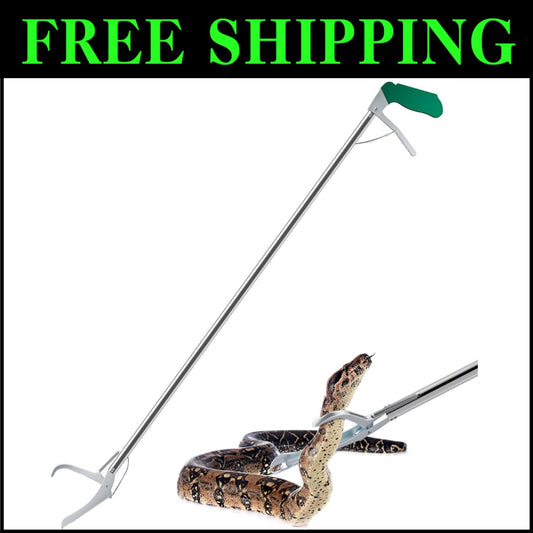 Extra Long 60” Stainless Steel Snake Tongs with Non-Slip Grip - Catch Humanely