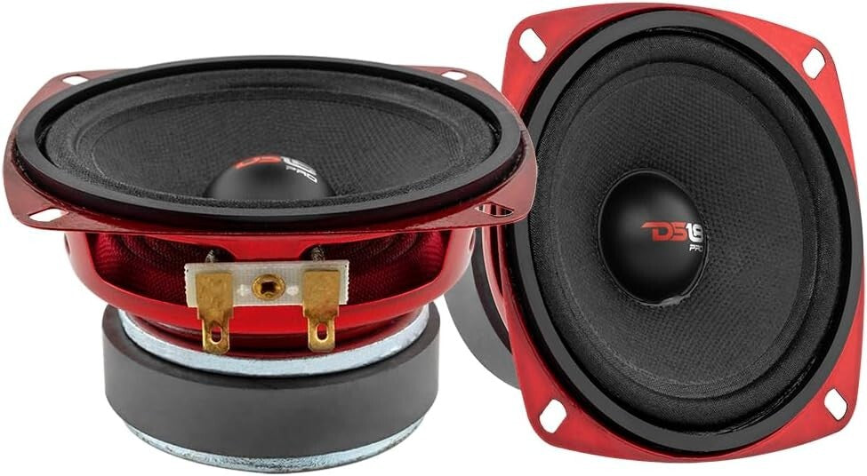 Classic Red Steel 4-Inch Loudspeaker - 90dB Sensitivity for Superior Audio