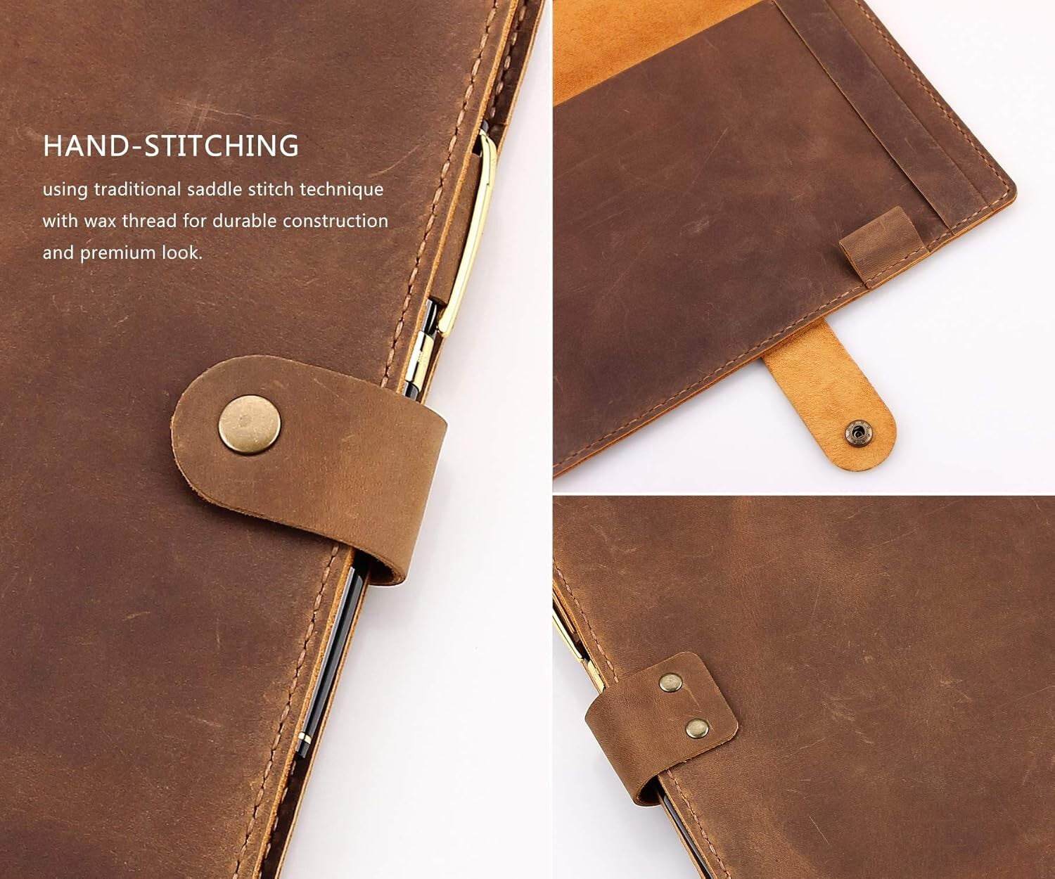 A5 Leather Organizer for Note-taking: 6"x9" Steno Notebook Cover with Slots