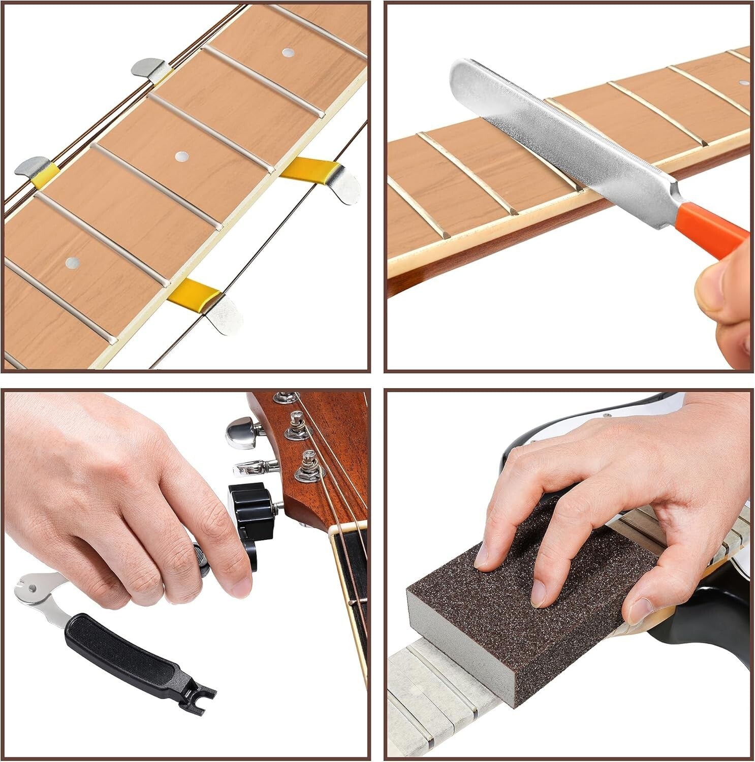 Professional Guitar Luthier Fret Repair Tool Kit with Neck Rest & Leveling Beam