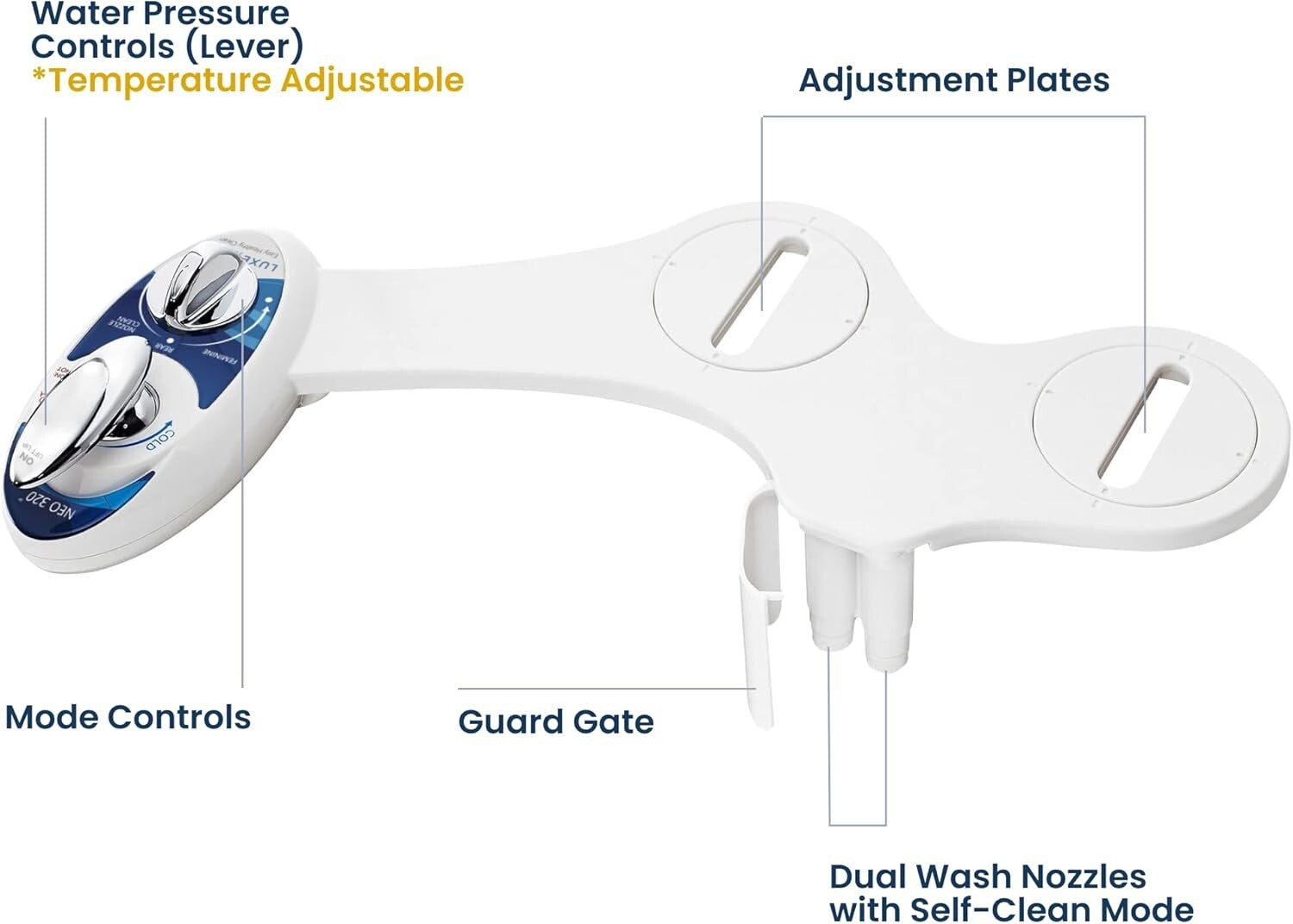 Adjustable Hot & Cold Dual Nozzle Bidet with Hygienic Guard Gate - Easy Install