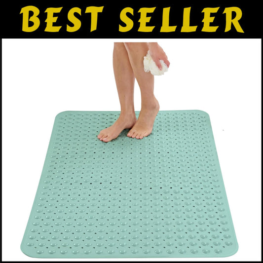Extra Large Non-Slip Shower Mat 47 x 32 - Aqua Green Bath Safety Solution