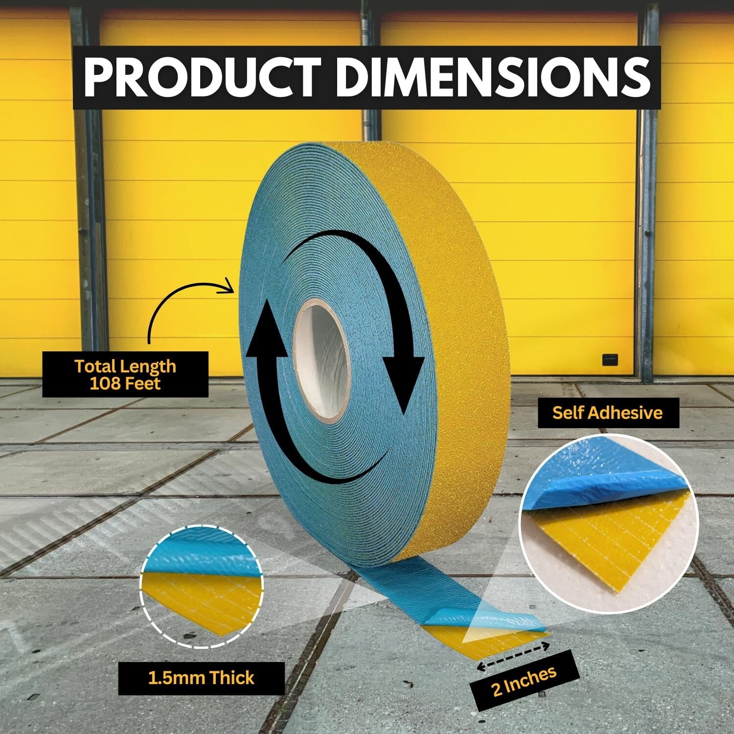 High Visibility Rubber Base Marking Tape - 2 Inch x 108 Feet for Crosswalks