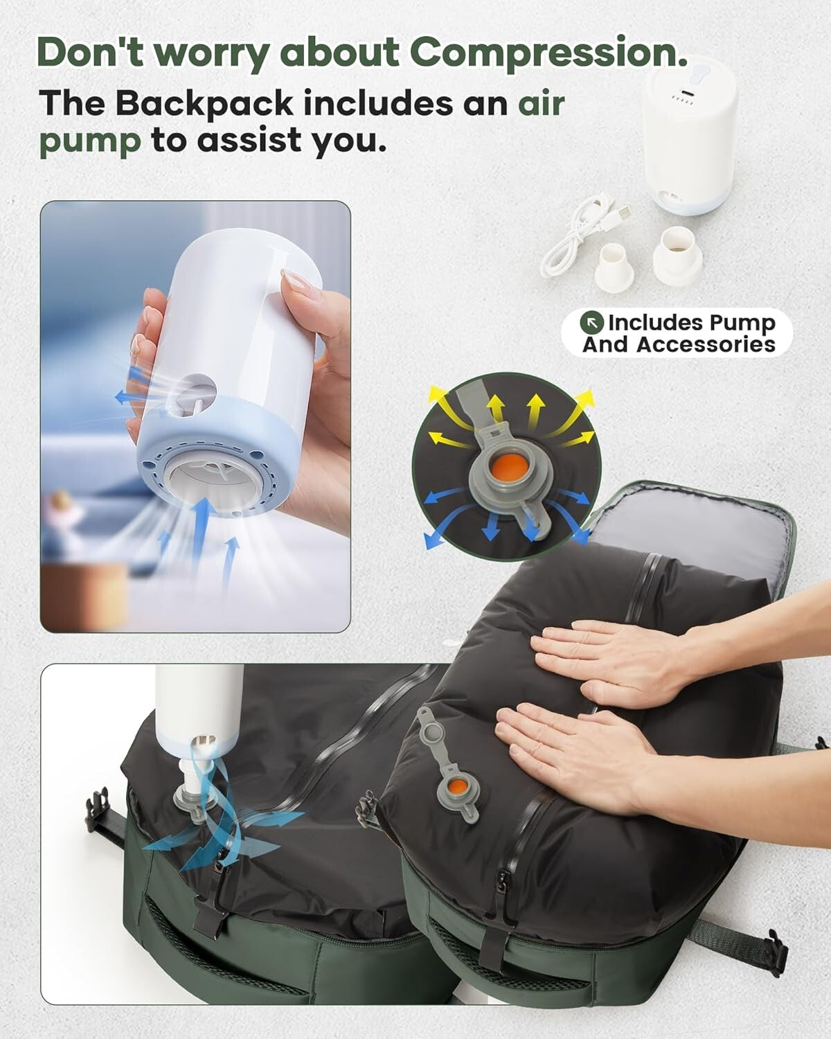 Airback Portable Vacuum Travel Backpack - Efficient Compression and Organization