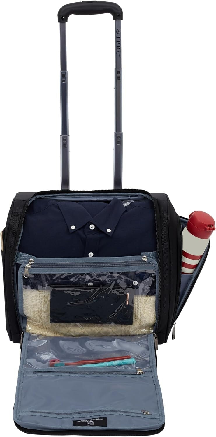 Durable 15-Inch Under Seat Travel Bag with USB Charger - Versatile Black Luggage