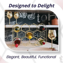 Load image into Gallery viewer, 14-Bottle Countertop Wine Rack - Rust Resistant Gold Stand for Kitchen &amp; Pantry