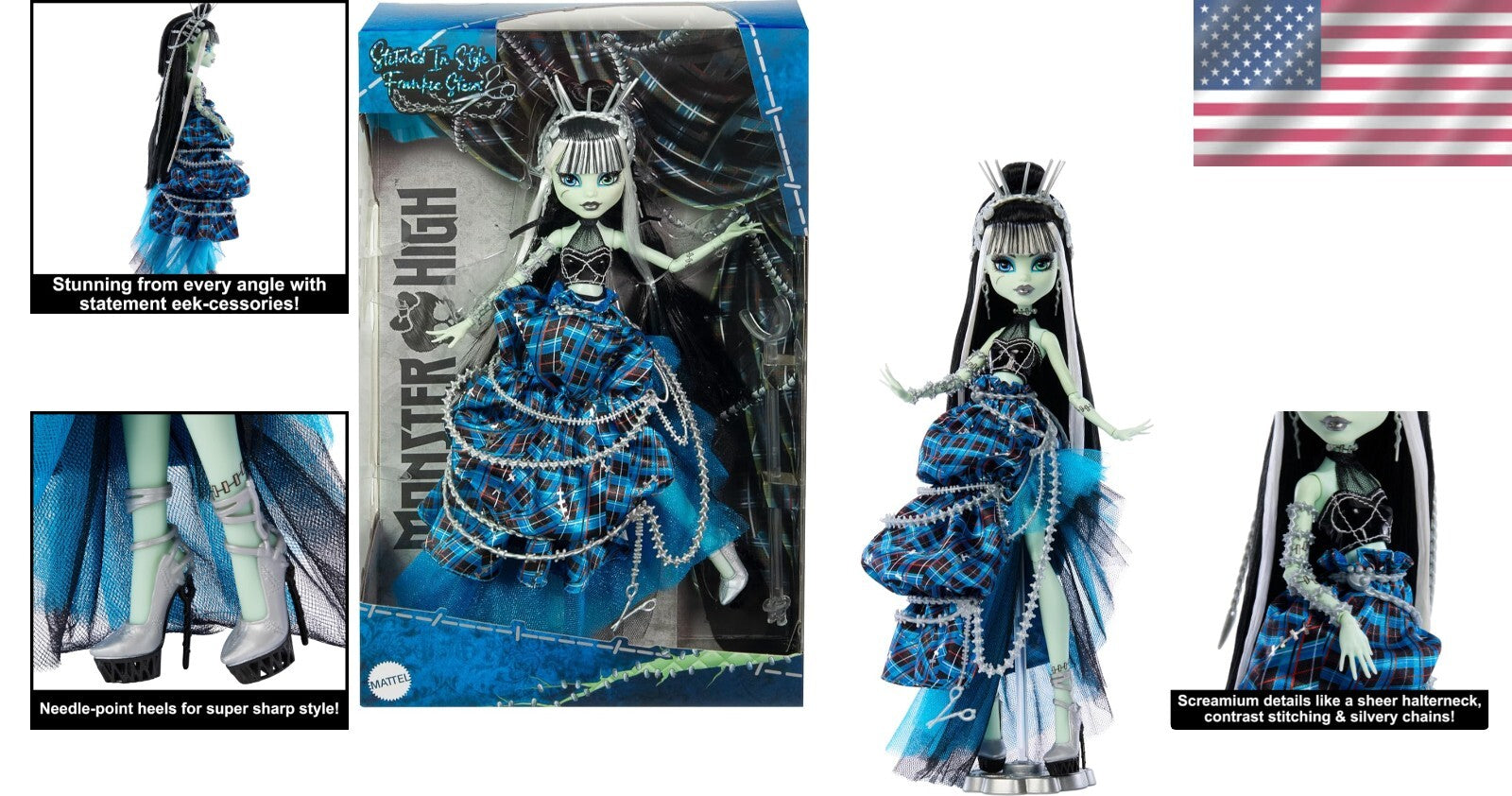 Electrifying Frankie Stein Collector Doll: Stitched in Style with Couture Gown