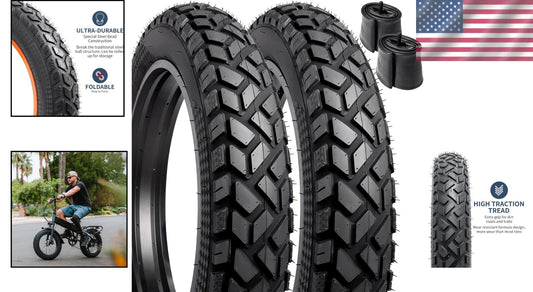 2-Pack 20" Heavy Duty Fat E-Bike Tires 20x4.0 & Tubes - All-Terrain Ready
