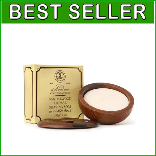 Refillable Sandalwood Shaving Soap in Wooden Bowl, 3.5 oz – Eco-Friendly Luxury