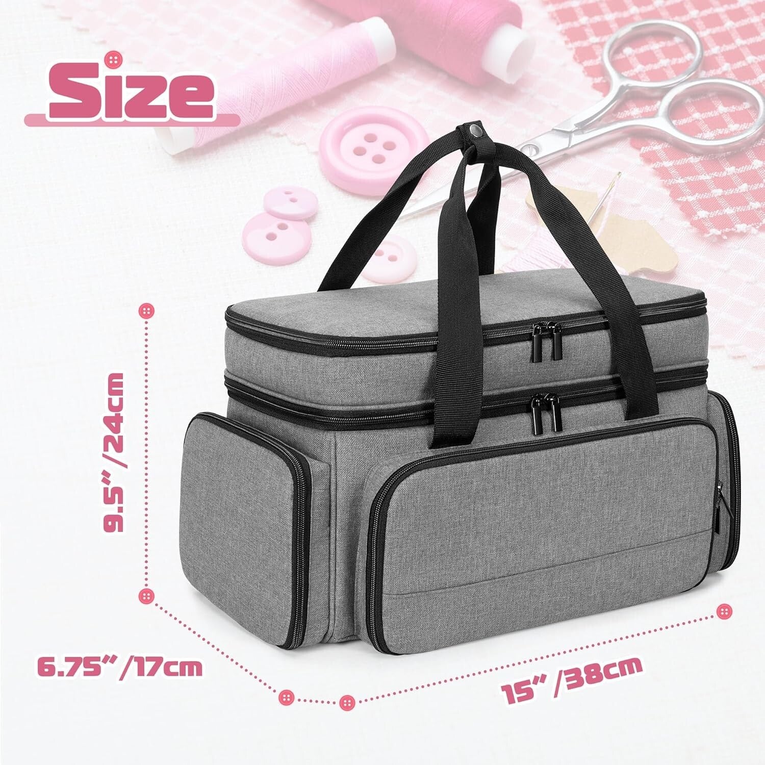 Durable Sewing Storage Bag with 5 Adjustable Dividers - Perfect for Supplies