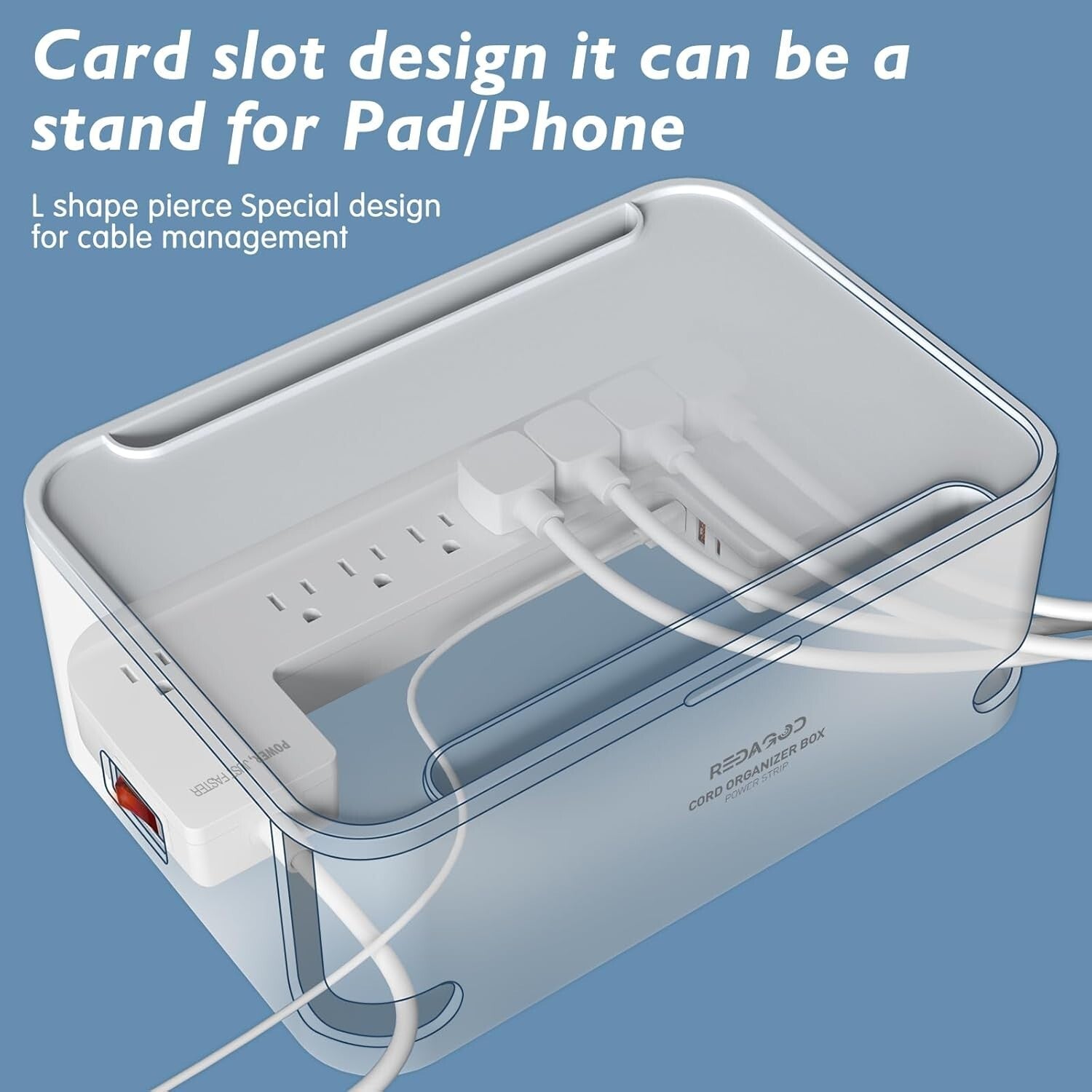 All-in-One Charging Station: 8 Outlets, 3 USB Ports and Cable Management Box