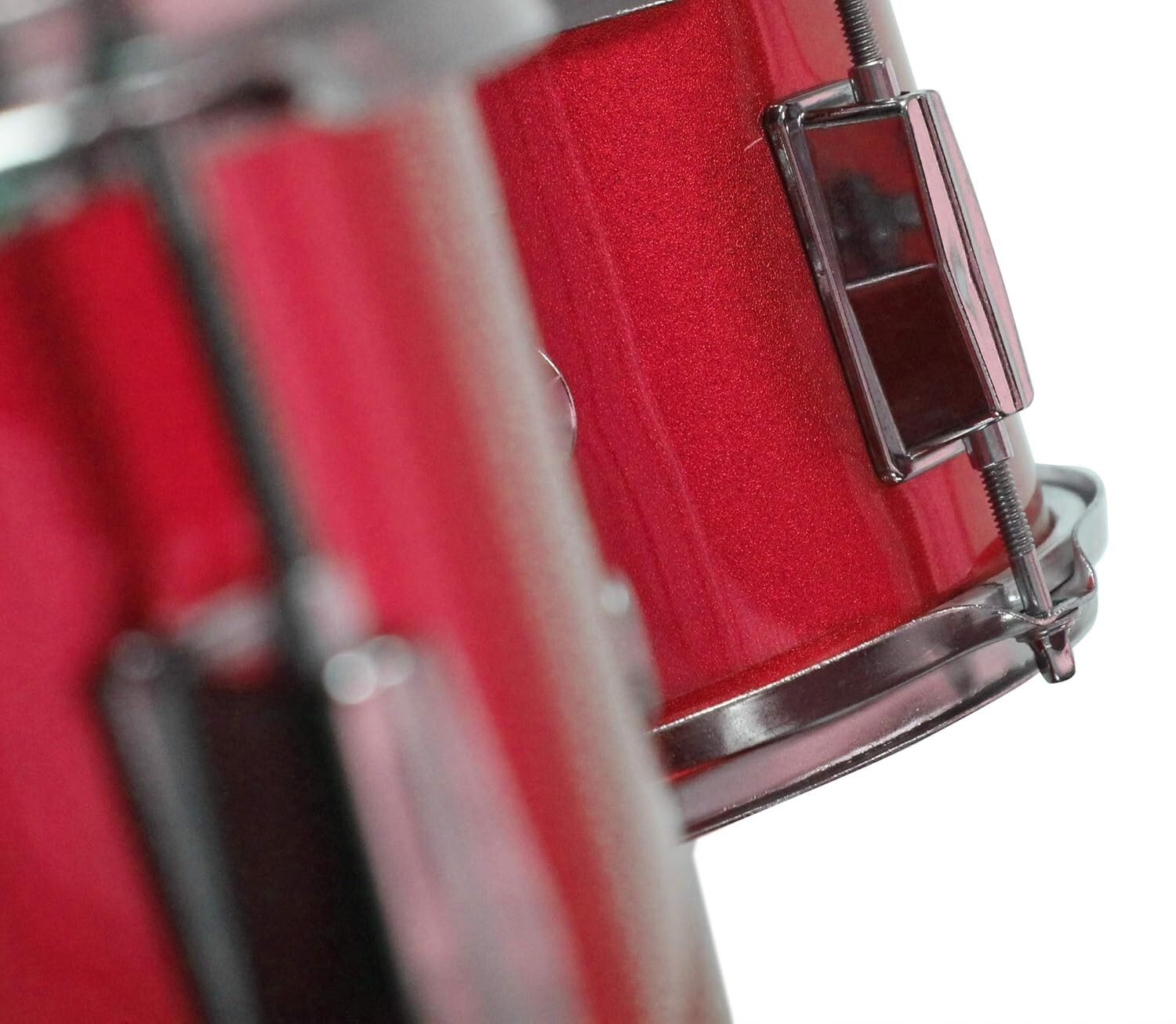 Authentic 3-Piece Drum Set for Kids with Adjustable Throne and Bass Pedal - Red