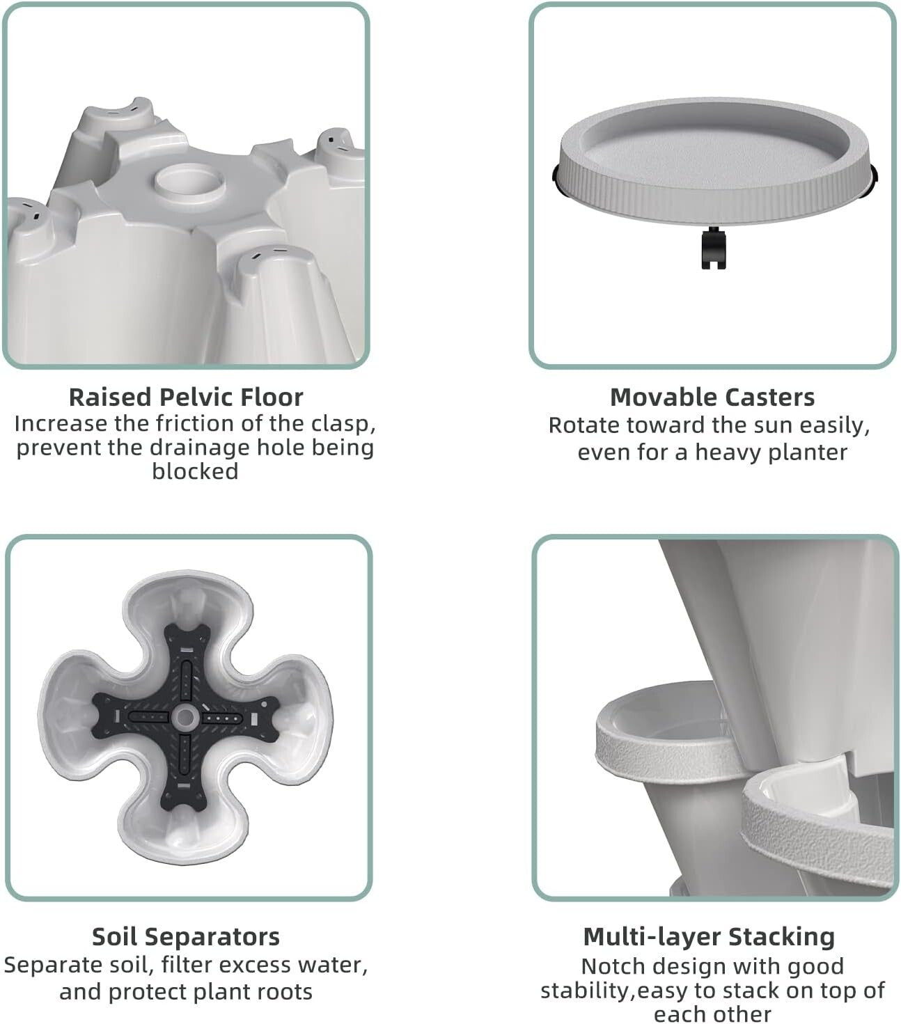 5-Tier Stackable Vertical Planter with Wheels - Indoor & Outdoor Garden Solution