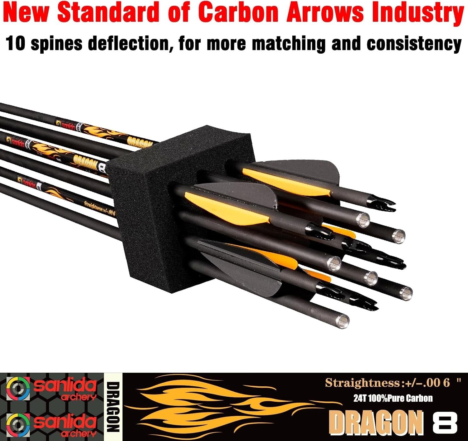 12PCS 100% Pure Carbon Arrows – Precision-Engineered for Consistent Performance