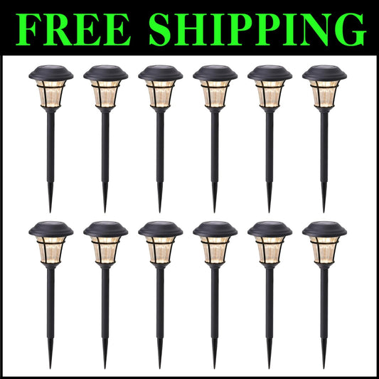 Stylish 12 Solar Garden Lights - Cordless, Waterproof Outdoor Pathway Lighting